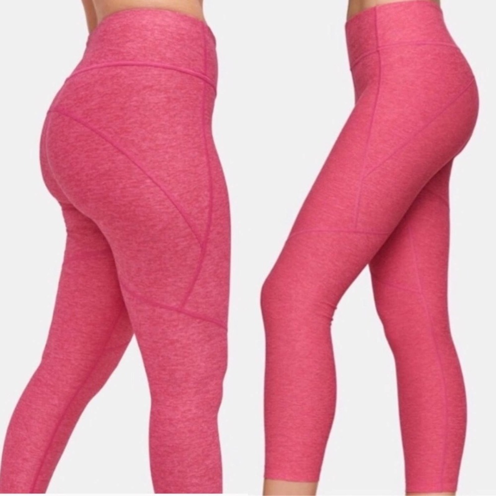 Outdoor Voices Warm Up crop leggings flamingo pink Medium exposed seams